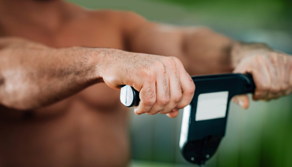 Measuring  weight using body scale